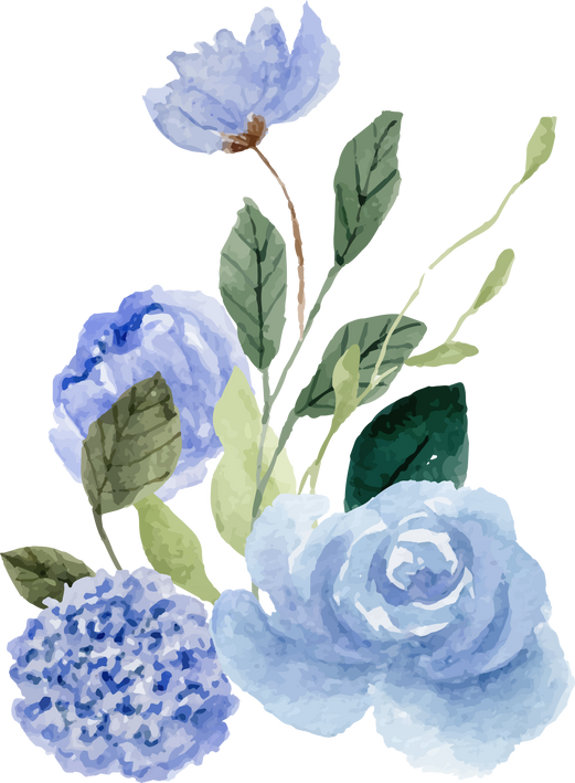 blue floral watercolor